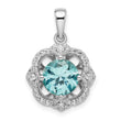Sterling Silver Rhodium plated Aqua & White CZ Pendant