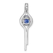 Sterling Silver Rhodium plated Blue & White CZ Slide Pendant