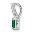 Sterling Silver Polished Rhodium-plated Green & Clear CZ Square Pendant