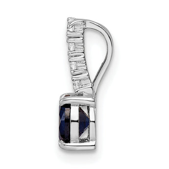 Sterling Silver Polished Rhodium-plated Cr. Blue Spinel and CZ Pendant