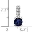 Sterling Silver Polished Rhodium-plated Cr. Blue Spinel and CZ Pendant