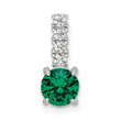 Sterling Silver Polished Rhodium-plated Green & Clear CZ Pendant