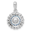 Sterling Silver Rhodium-plated Polished Blue & White CZ Pendant