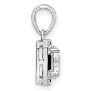 Sterling Silver Rhodium-plated CZ & Black Nano Crystal Square Pendant