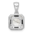 Sterling Silver Rhodium-plated CZ & Black Nano Crystal Square Pendant