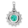 Sterling Silver Rhodium plated Teal & White CZ Pendant