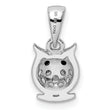 Sterling Silver Rhodium-plated Black & White CZ Owl Pendant