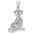 Sterling Silver Rhodium-plated Polished CZ Dalmatian Pendant