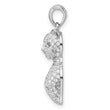 Sterling Silver Rhodium-plated Polished Green & White CZ Cat Pendant