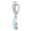 Sterling Silver Rhodium-plated Polished Teardrop Larimar Pendant