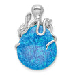 Sterling Silver Rhodium-plated Blue Created Opal Octopus Pendant
