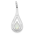 Sterling Silver Rhodium-plated Polished White Created Opal & CZ Pendant