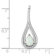 Sterling Silver Rhodium-plated Polished White Created Opal & CZ Pendant