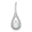 Sterling Silver Rhodium-plated Polished White Created Opal & CZ Pendant