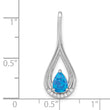 Sterling Silver Rhodium-plated Polished Blue Created Opal & CZ Pendant