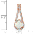 Sterling Silver Rose-tone White Created Opal & CZ Halo Pendant