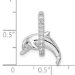 Sterling Silver Rhodium-plated CZ Dolphin Pendant