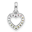 Sterling Silver Rhodium-plated Rainbow Nano Crystal Open Heart Pendant
