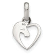 Sterling Silver Rhodium-plated Open Heart Horse Head Pendant