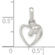 Sterling Silver Rhodium-plated Open Heart Horse Head Pendant