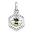 Sterling Silver RH-plated Polished Enameled Bee in Hive Children's Pendant