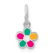 Sterling Silver RH-plated Multi-color Enameled Flower Children's Pendant