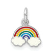 Sterling Silver RH-plated Polished & Enameled Rainbow Children's Pendant