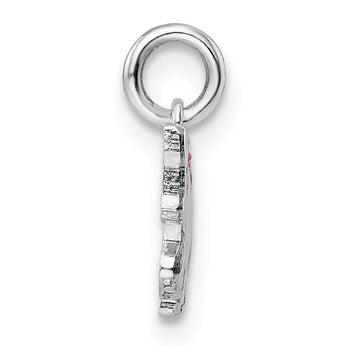 Sterling Silver Rhodium-plated Pink, White & Black Enameled Unicorn Children's Pendant