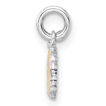 Sterling Silver RH-plated Pink & Orange Enameled Shell Children's Pendant