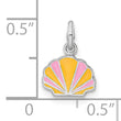 Sterling Silver RH-plated Pink & Orange Enameled Shell Children's Pendant