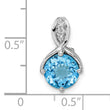 Sterling Silver Rhodium-plated Circle Swiss Blue Topaz/White Topaz Pendant