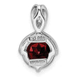 Sterling Silver RH-plated Circle 2.56t.w. Garnet/White Topaz Pendant - Birthstone Company