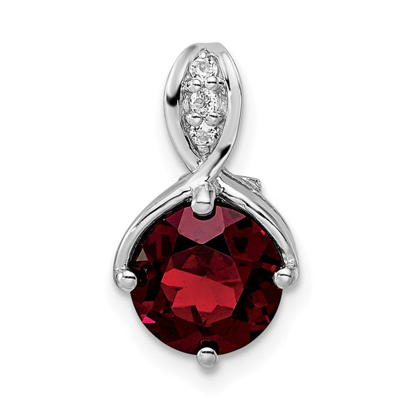 Sterling Silver RH-plated Circle 2.56t.w. Garnet/White Topaz Pendant - Birthstone Company