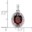 Sterling Silver RH-plated Oval 2.04t.w. Garnet/White Topaz Pendant - Birthstone Company