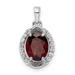 Sterling Silver RH-plated Oval 2.04t.w. Garnet/White Topaz Pendant - Birthstone Company