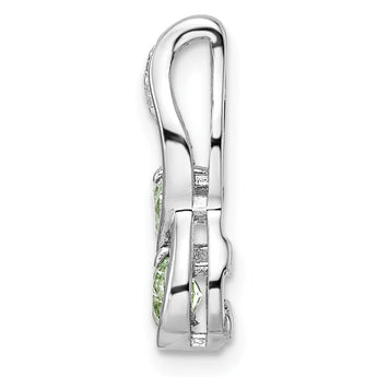 SterlingSilver Rhod-plated .5t.w. GreenQuartz/White Topaz Pendant