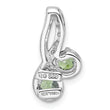 SterlingSilver Rhod-plated .5t.w. GreenQuartz/White Topaz Pendant