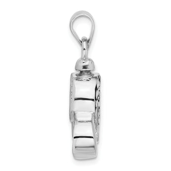 Sterling Silver Rhodium-plated Enamel Heart with Paw Prints Pendant