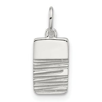 Sterling Silver E-coated Textured Rectangle Charm