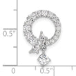 Sterling Silver Rhod-plated CZ Circle Chain Slide Pendant