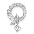 Sterling Silver Rhod-plated CZ Circle Chain Slide Pendant