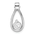 Sterling Silver Rhodium-plated with CZ Teardrop Shape Chain Slide