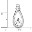Sterling Silver Rhodium-plated with CZ Teardrop Shape Chain Slide
