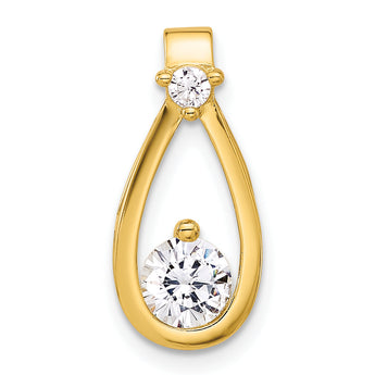 Sterling Silver Gold-tone with CZ Teardrop Shape Chain Slide