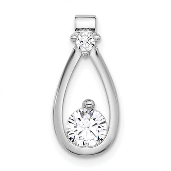 Sterling Silver Rhodium-plated with CZ Teardrop Shape Chain Slide