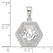Sterling Silver E-coated CZ Hexagon Pendant