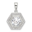 Sterling Silver E-coated CZ Hexagon Pendant