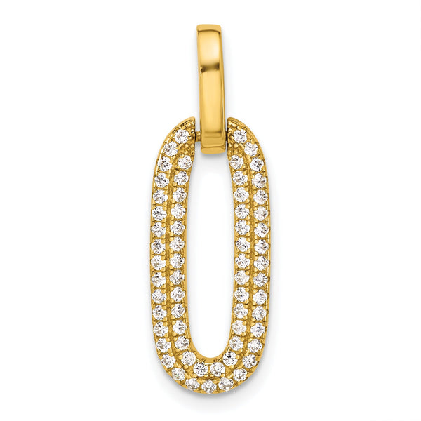 Sterling Silver Gold-tone with Micro Pave CZ Pendant