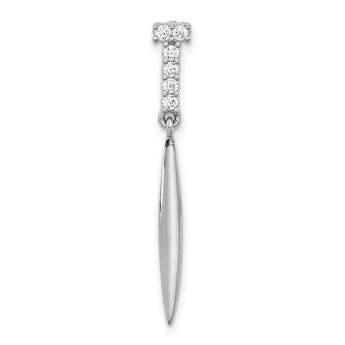 Sterling Silver Rhodium-plated Polished CZ Pointed Chain Slide Pendant