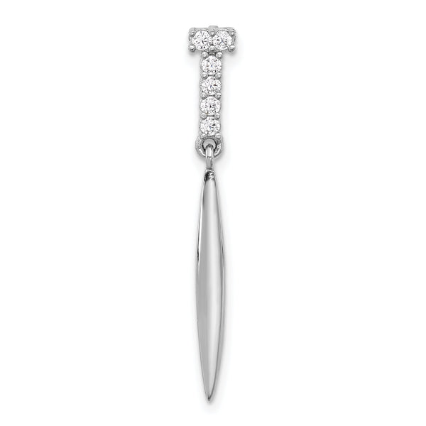 Sterling Silver Rhodium-plated Polished CZ Pointed Chain Slide Pendant